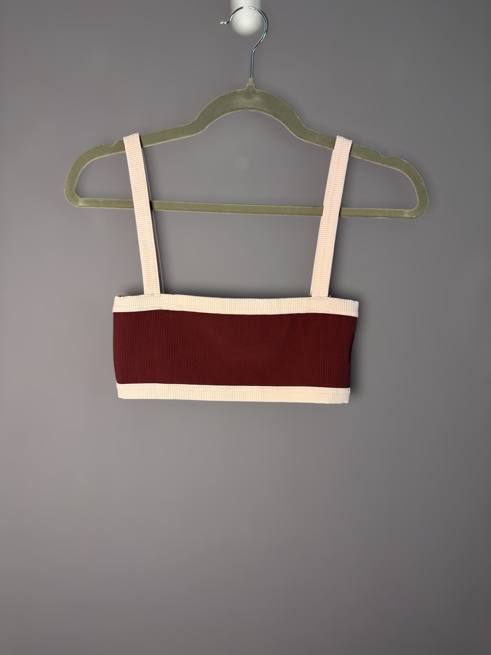 Edikted Ribbed Burgundy Cream Contrast Trim Cami Small